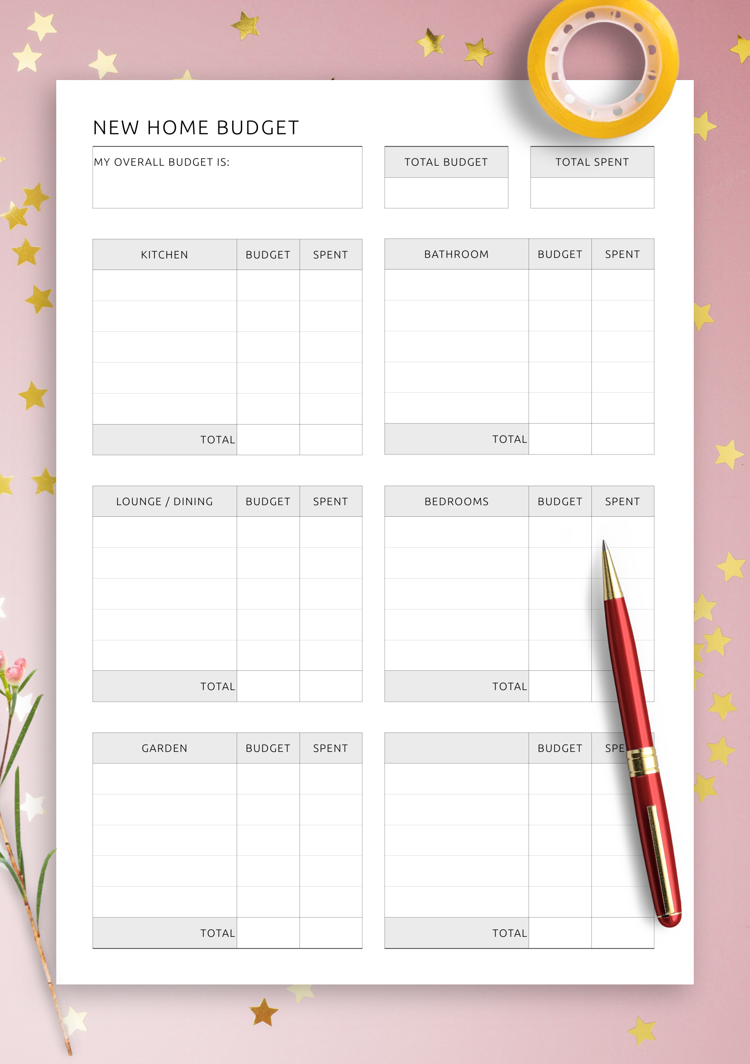 Printable And Digital New Home Budget Template - Get Pdf For inside New Homeowner Budget Worksheet