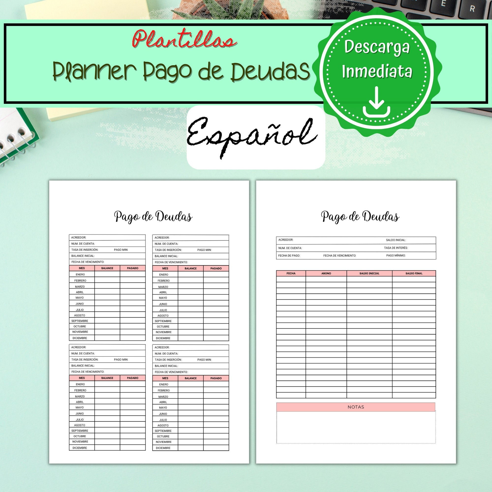 Printable Debt Payment Template, Finance Template In Spanish with regard to Budget Worksheets Spanish