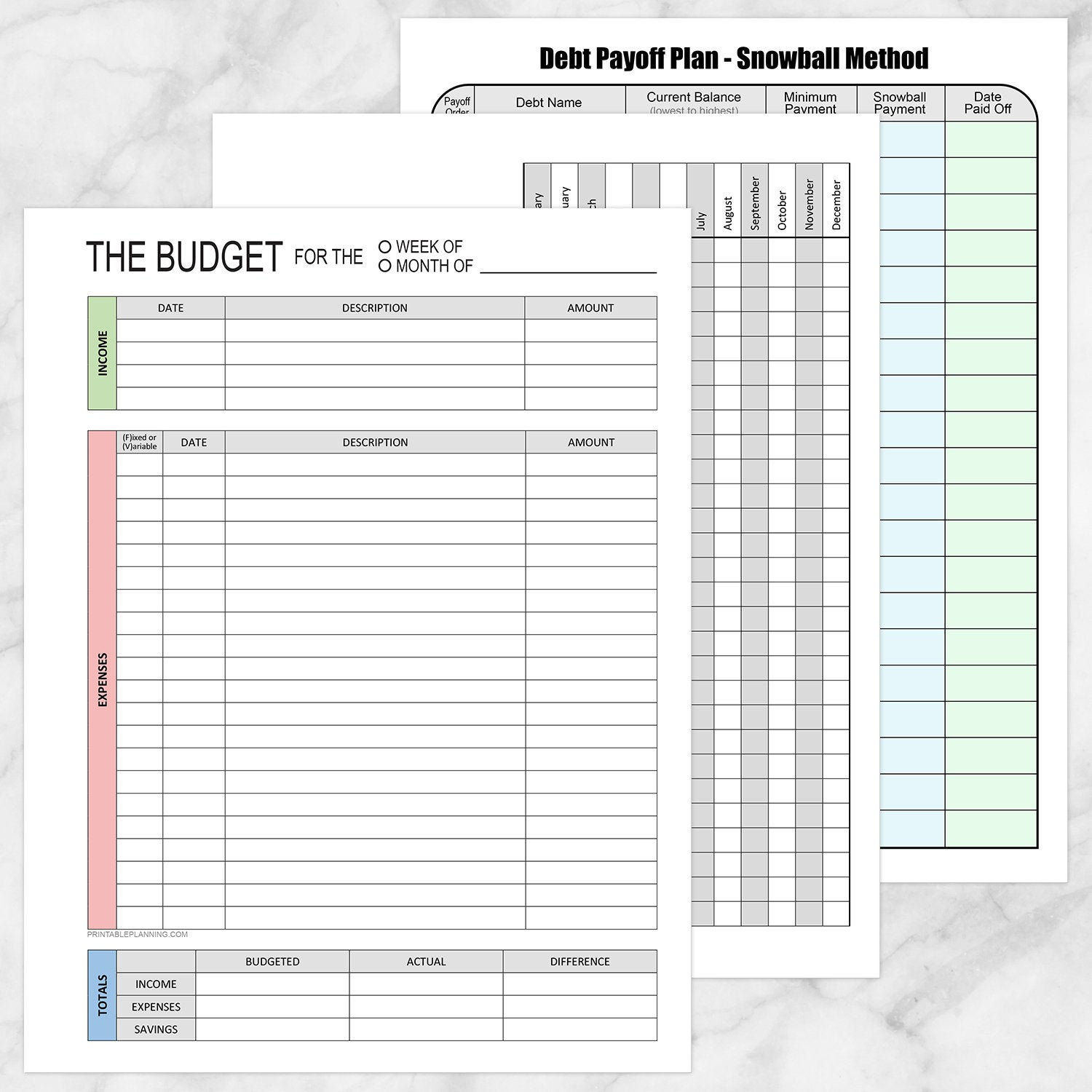 Printable Financial Bundle, Budget Worksheet, Bill Payment, And inside Pay Off Debt Budget Worksheet