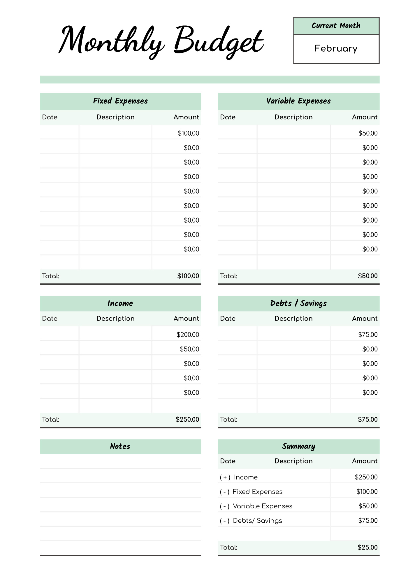 Printable Monthly Budget Free Google Sheets &amp;amp; Excel Template - Gdoc.io intended for Free Monthly Personal Budget Worksheet