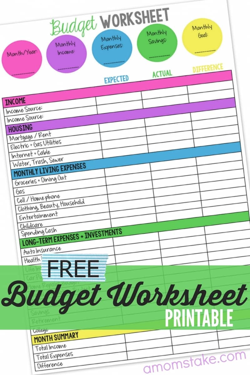 Printable Monthly Family Budget Worksheet – A Mom&amp;#039;S Take within Keeping a Budget Worksheet