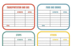 Printable Road Trip Budget Planner - Color &amp; Black/White Versions for Road Trip Budget Worksheet