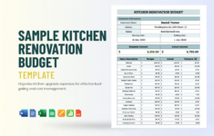 Sample Kitchen Renovation Budget Template In Apple Numbers, Pages in Kitchen Renovation Budget Worksheet