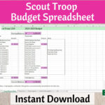 Scout Troop Kalkulationstabellen   Sofortiger Download Für Die Intended For Girl Scout Budget Worksheet