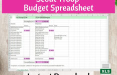 Scout Troop Kalkulationstabellen - Sofortiger Download Für Die within Troop Budget Planning Worksheet