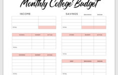Simple Budget Template For College Students (Free Pdf) inside Printable Budgeting Worksheets For Young Adults