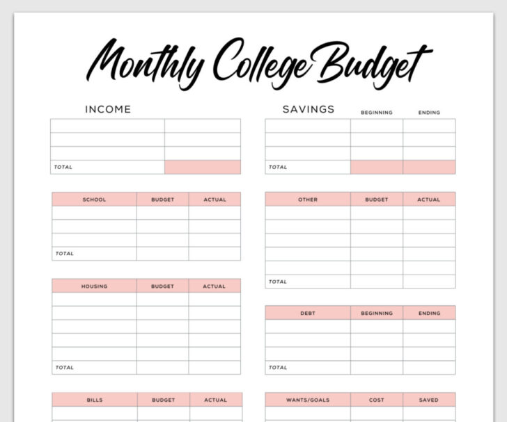 Printable Budgeting Worksheets For Young Adults
