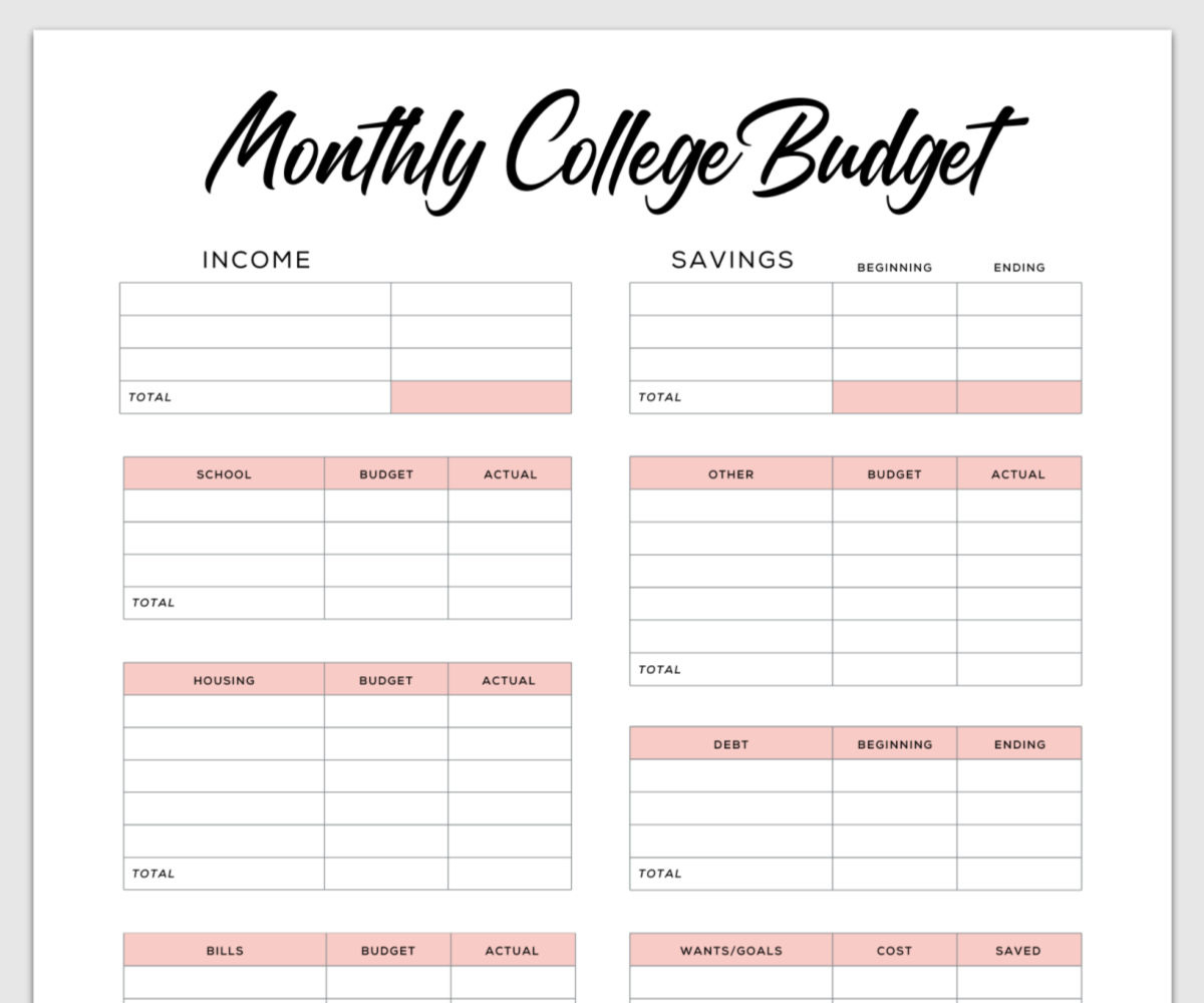 Simple Budget Template For College Students (Free Pdf) inside Young Adult Budget Template