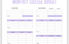 Simple Budget Template For College Students (Free Pdf) throughout Budgeting Worksheet For College Students