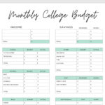 Simple Budget Template For College Students (Free Pdf) Throughout The Student Budget Worksheet Answer Key