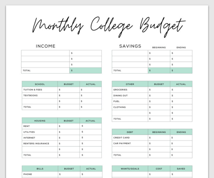 The Student Budget Worksheet Answer Key The Student Budget Worksheet Answer Key