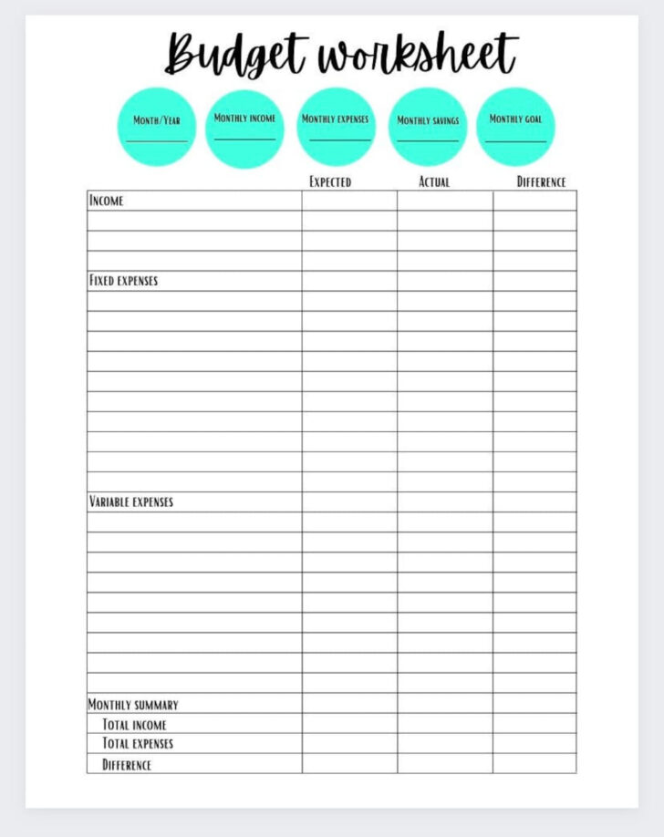 A Simple Budget Worksheet