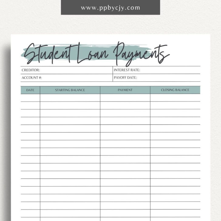 Student Loan Budget Worksheet