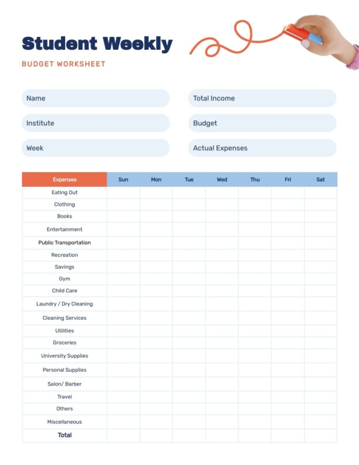 Creating a Budget Worksheet For High School Students