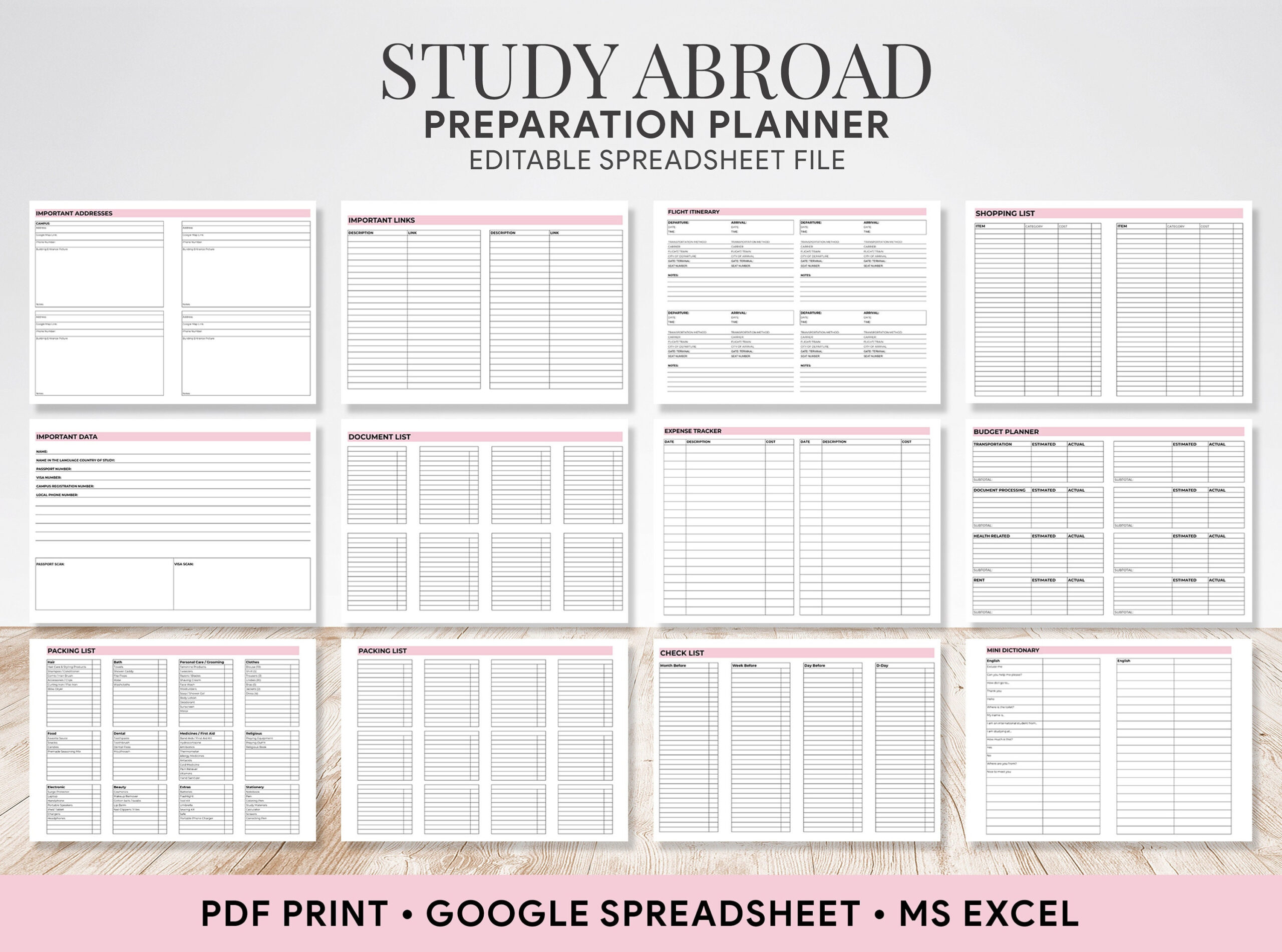 Study Abroad Planner, Student Travel Planner, Student Expense intended for Study Abroad Budget Worksheet