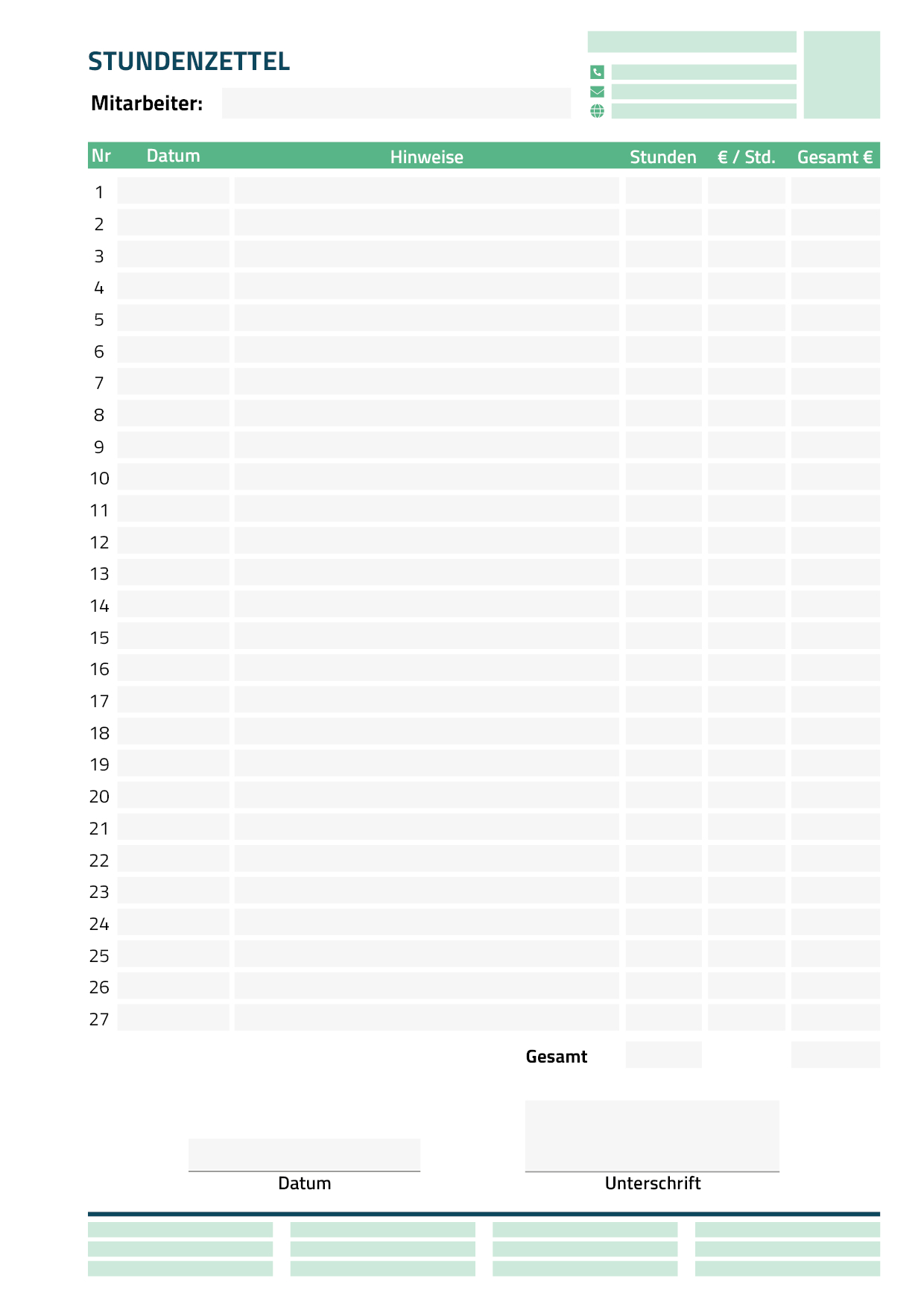Stundenzettel Vorlage: Digital Ausfüllbare Pdf - Formilo pertaining to 02.06 Budget Worksheet