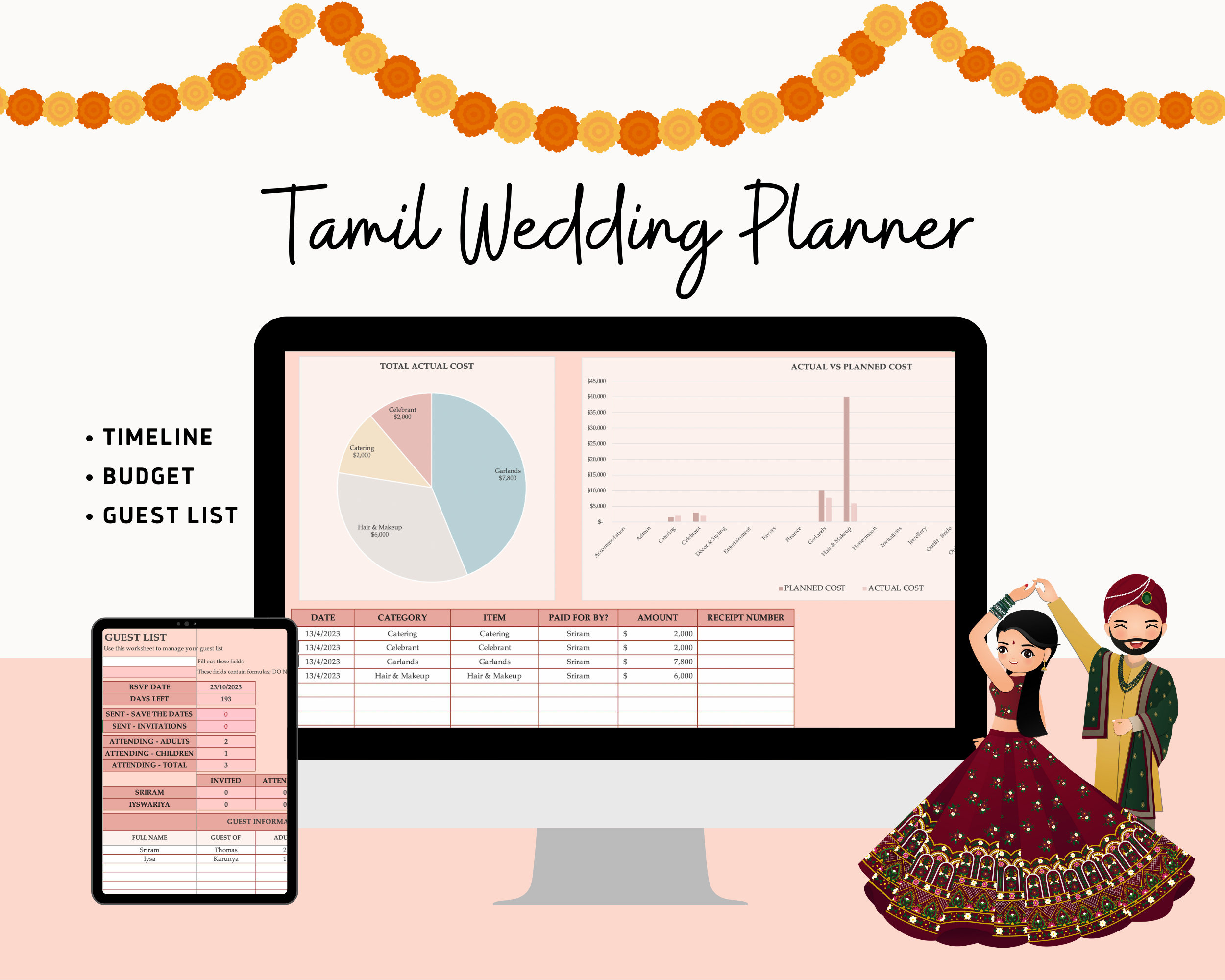 Tamil Wedding Planner | Wedding Planning Spreadsheet | Wedding inside Tamil Marriage Budget Worksheet