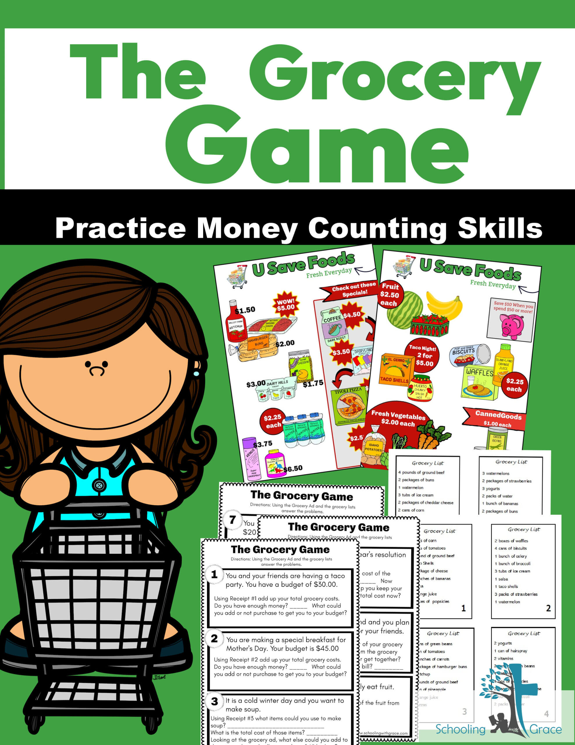 Teaching Money To Kids Using Real Life Skills ~ Schooling With Grace for Practice Budgeting Skills Games Worksheets