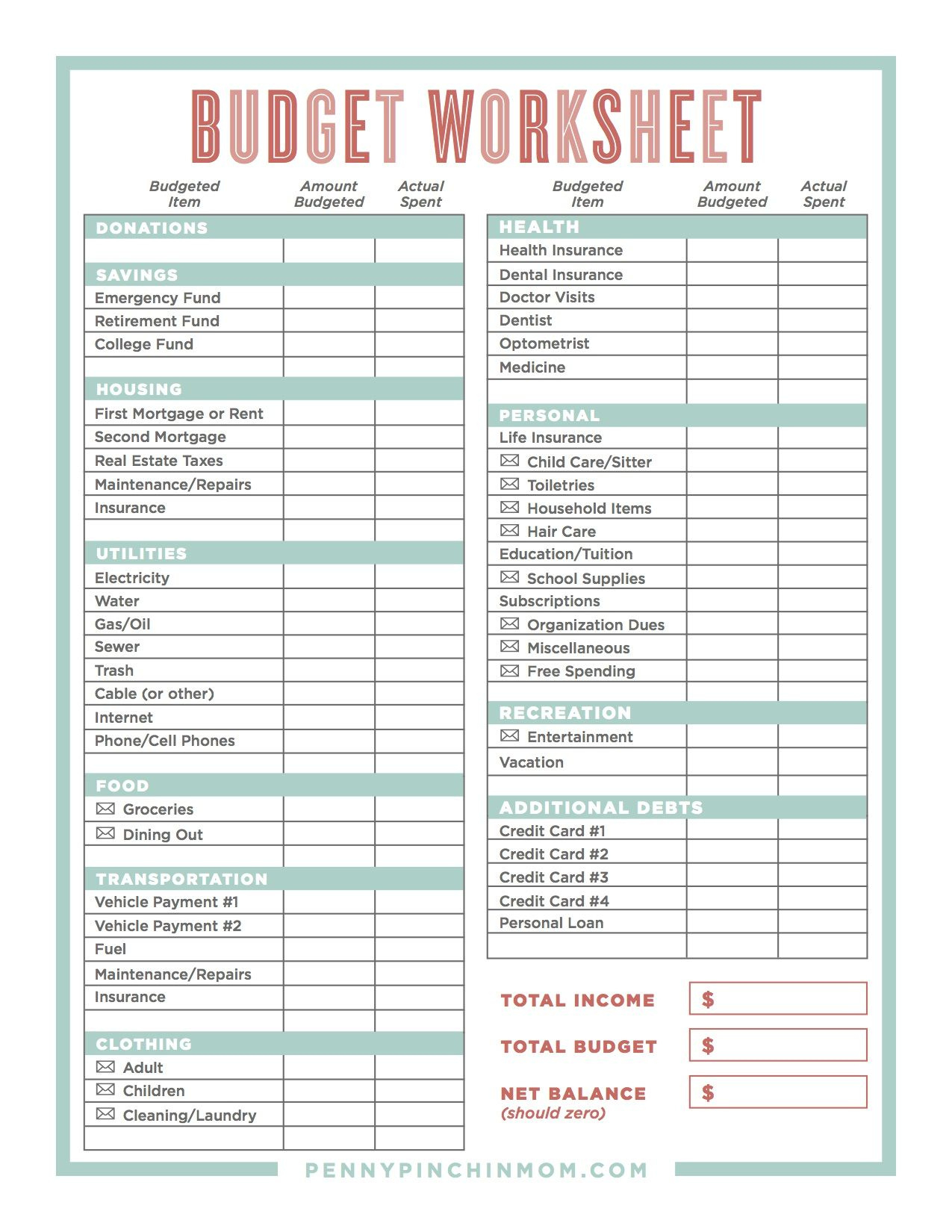 The Secrets To Sticking To A Budget - Penny Pinchin&amp;#039; Mom with regard to Preparing a Budget Worksheet