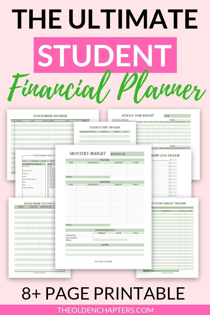 The Ultimate Student Financial Planner Printable inside Budgeting Worksheets For Highschool Students