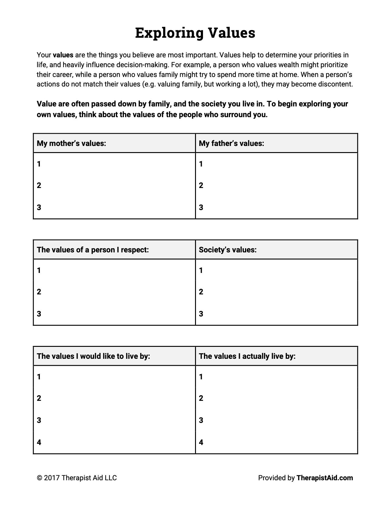 These Free Therapy Worksheets Could Save Your Mental Health During for Therapist Aid Budgeting Worksheets