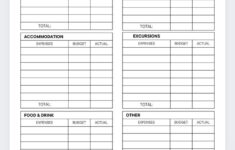 Travel Breakdown Budget Planner,Vacation Budget Planner Printable in Vacation Travel Budget Worksheet