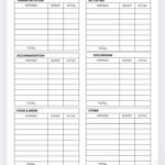 Travel Breakdown Budget Planner,Vacation Budget Planner Printable Regarding Vacation Budget Worksheet