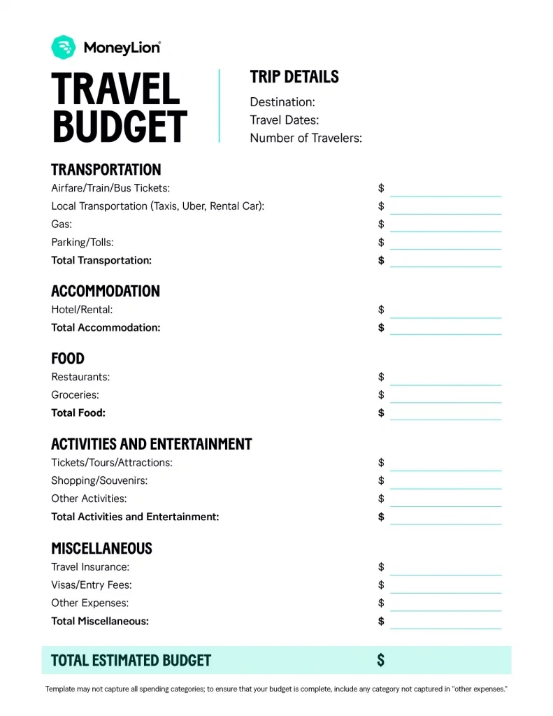 Travel Budget Template: How To Create Your Own Travel Worksheet with regard to Vacation Budget Worksheet