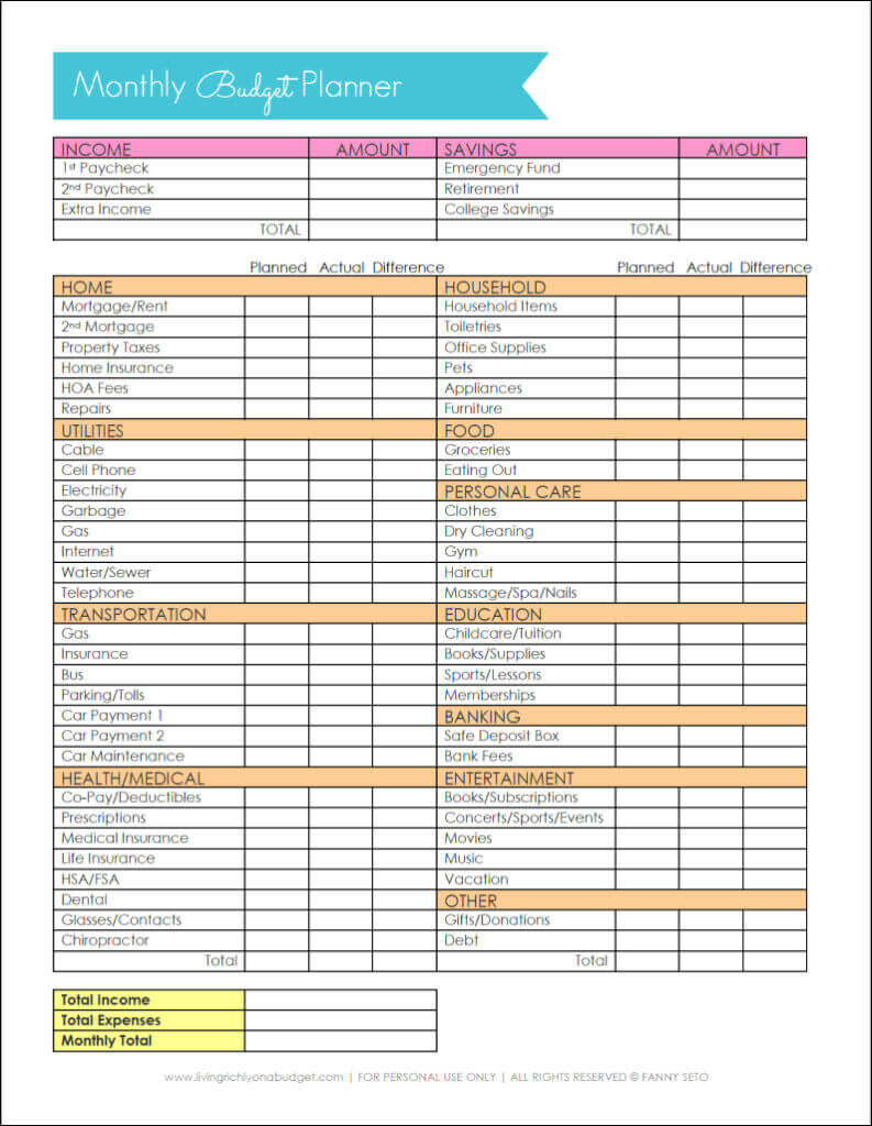 Use A Printable Budget Worksheet To Organize Your Finances throughout Setting Up A Budget Worksheet