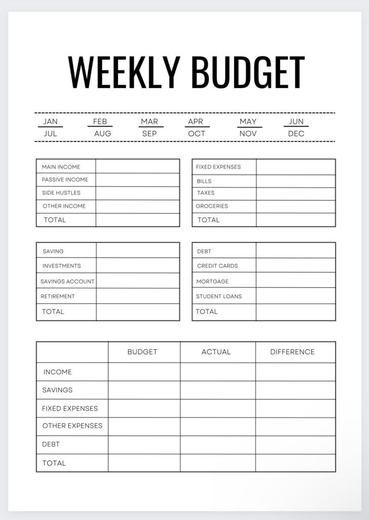 Free Printable Weekly Budget Worksheet