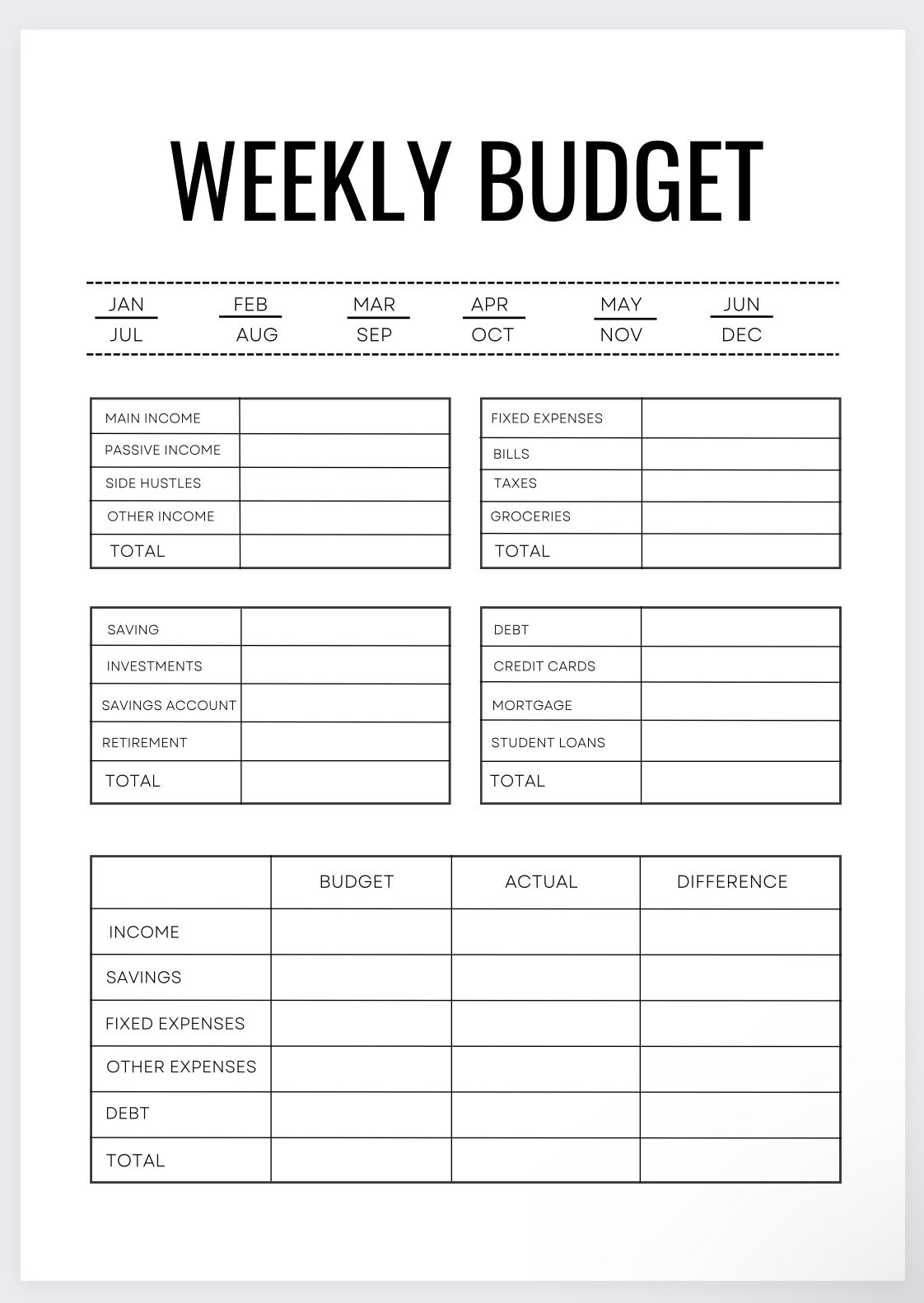 Weekly Budget ,Biweekly Budget,Budget Template,Budgetpaycheck within Weekly Printable Budget Worksheet