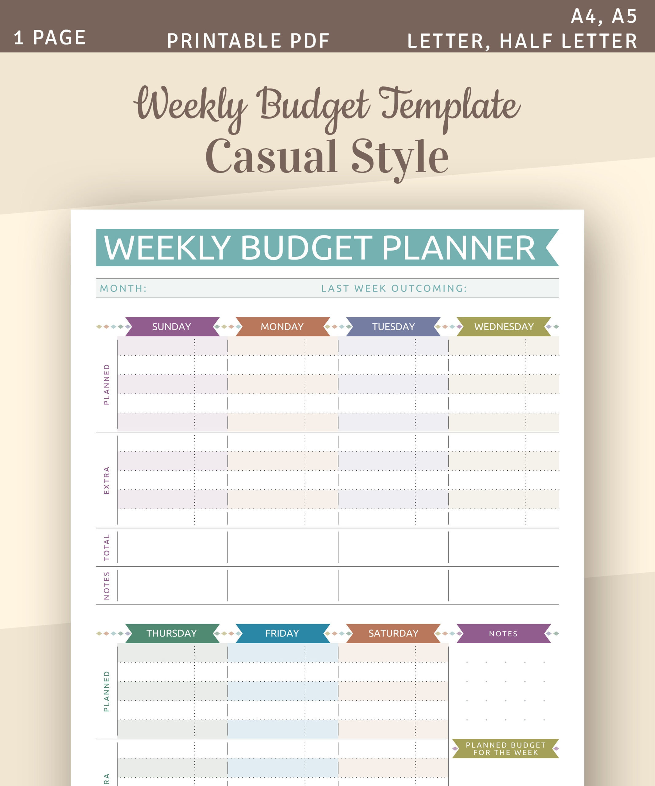 Weekly Budget Planner Template: Family Expenses Tracker (Printable in Weekly Monthly Budget Worksheet