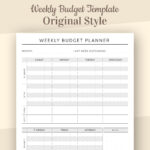 Weekly Budget Planner Template, Printable Family Budget, Weekly Within Blank Weekly Budget Worksheet Printable
