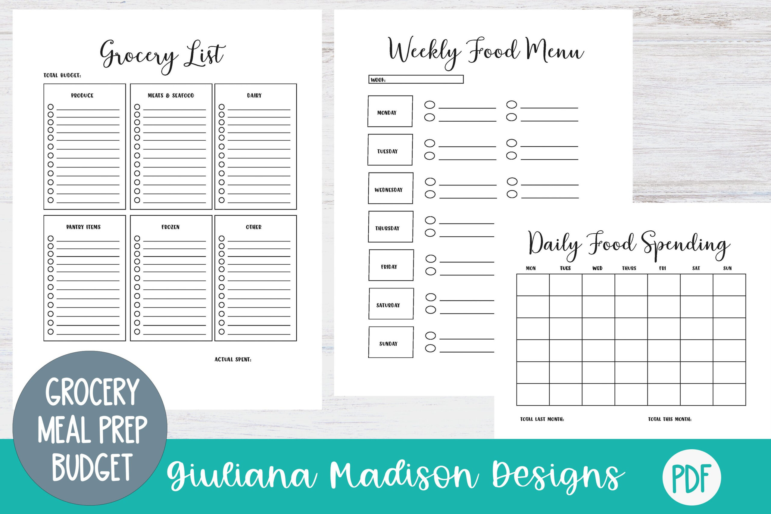 Weekly Meal Plan Bundle Printable, Food Budget Planner within Meal Planning Budget Worksheet