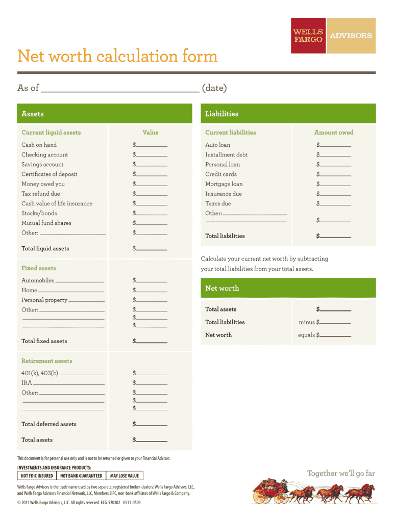 Wells Fargo Net Worth Calculation Form - Fill Online, Printable in My Budget Worksheet Wells Fargo