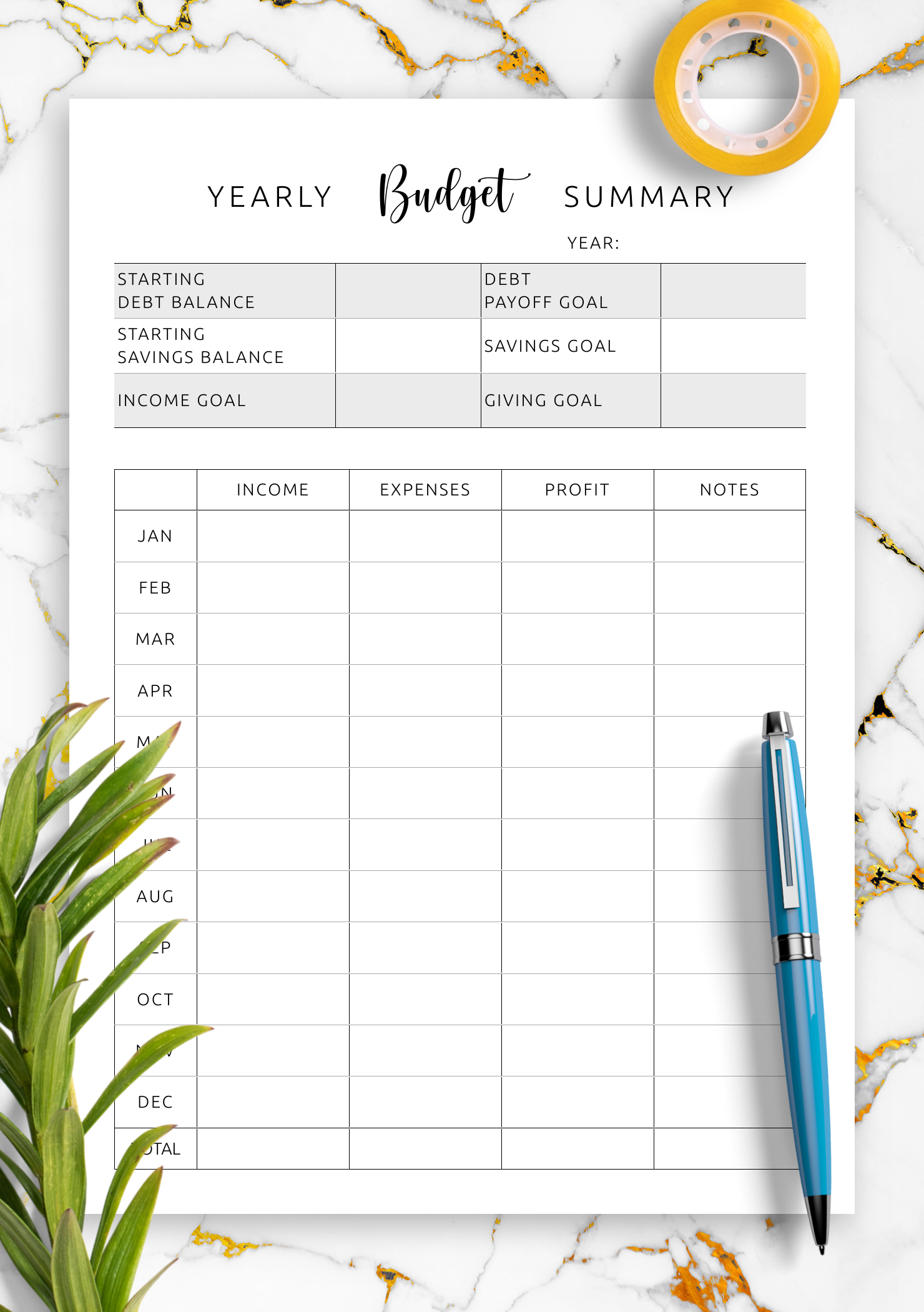 Yearly Budget Summary Template – Track Finances With Clarity inside Printable Yearly Budget Worksheet