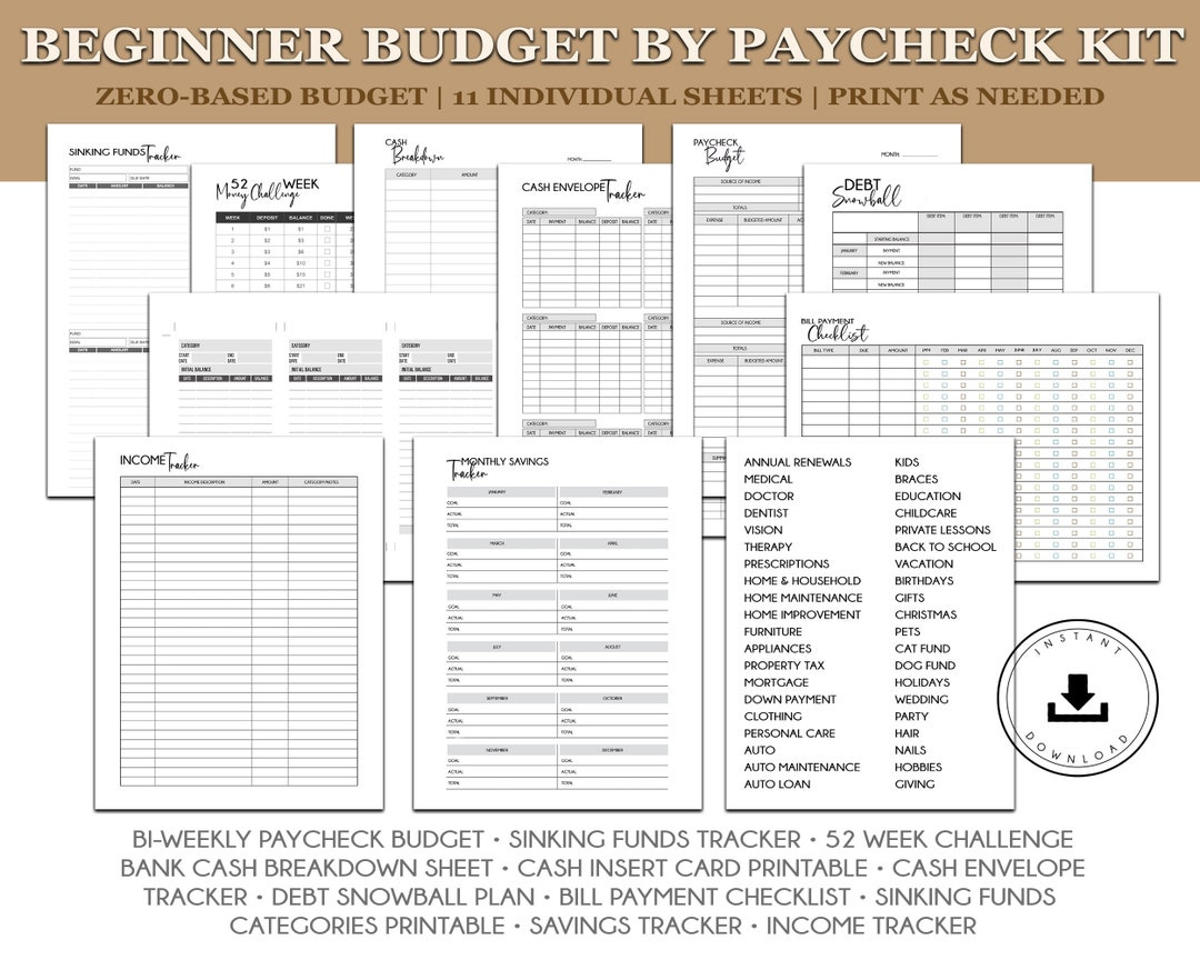 Zero Based Budgetpaycheck Beginner Kit | Geldumschlag with regard to The Budget Kit Worksheets